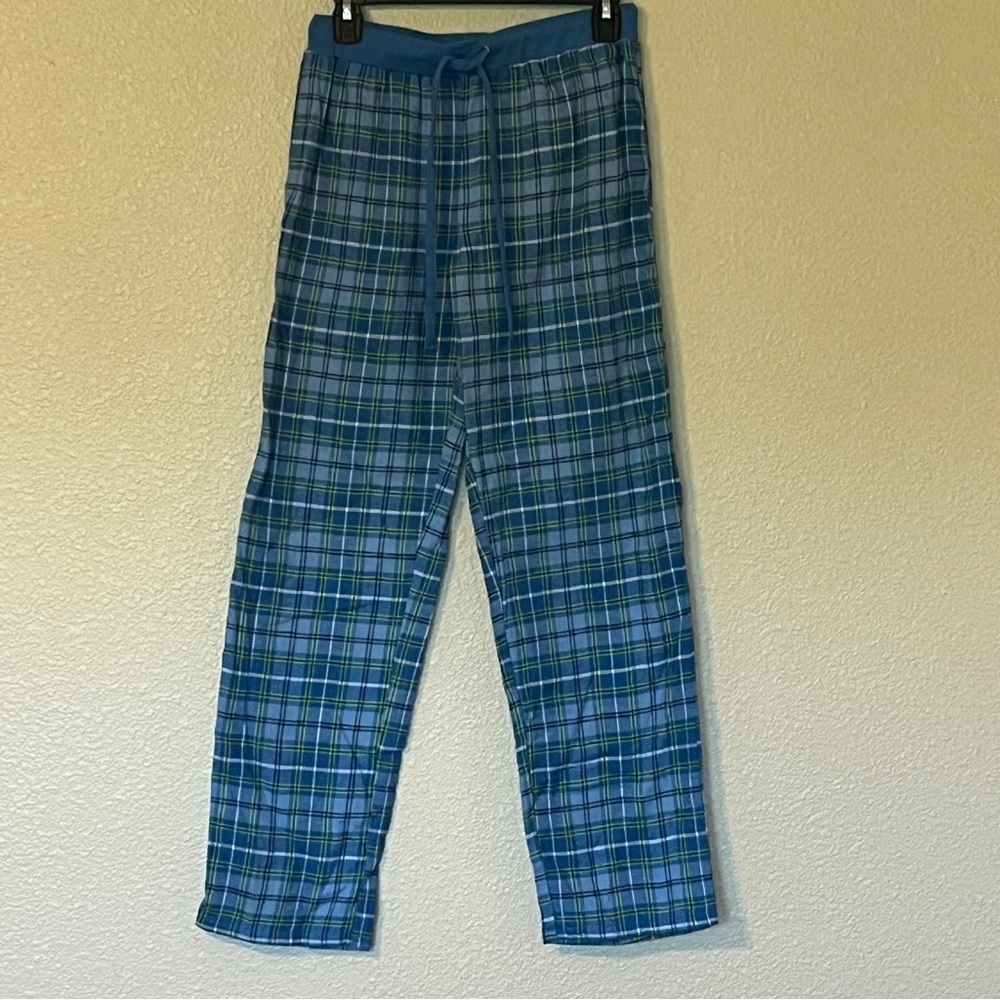 Outlooks Sleepwear Women’s M Cozy Blue Plaid Cotton Pajama Pants